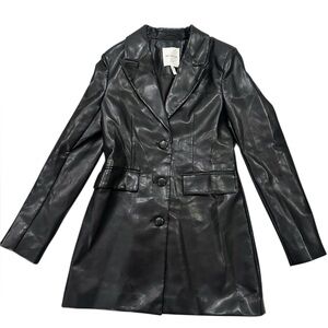 Avec Les Filles longline faux leather blazer